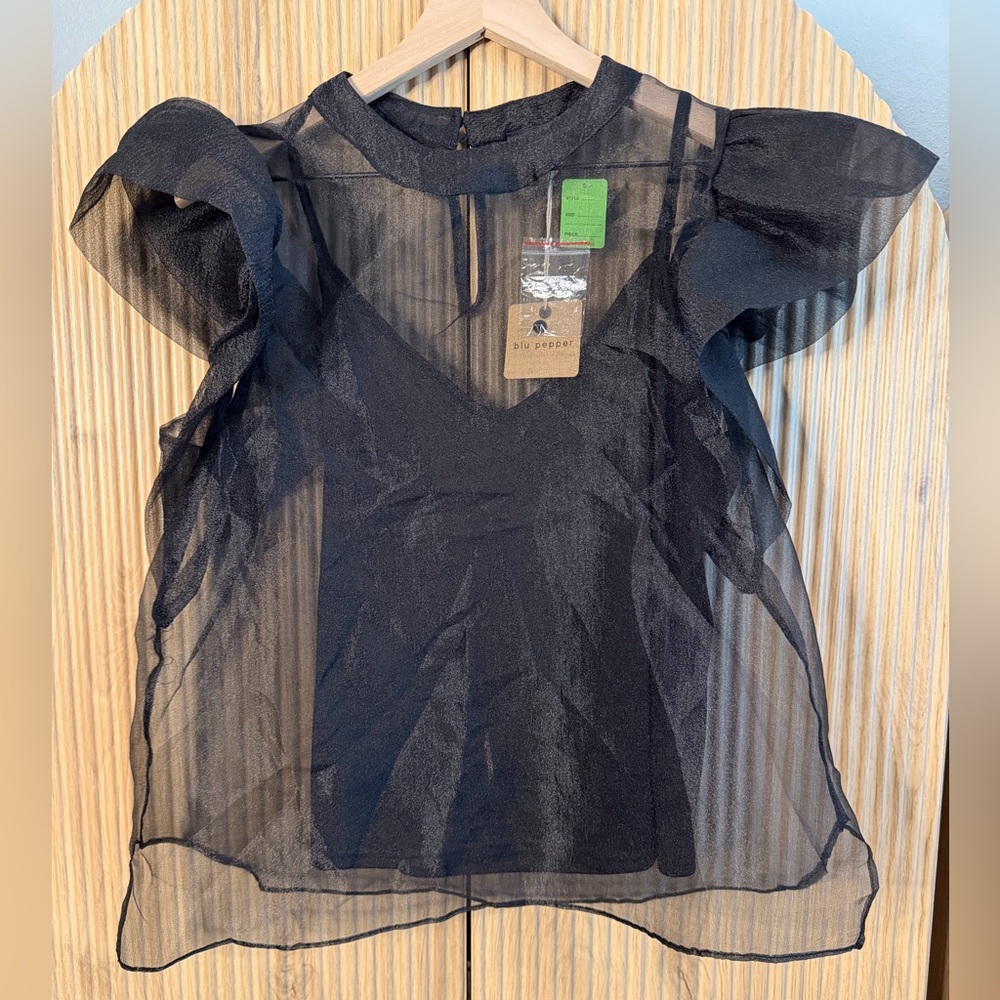 Blu Pepper Black Sheer Blouse